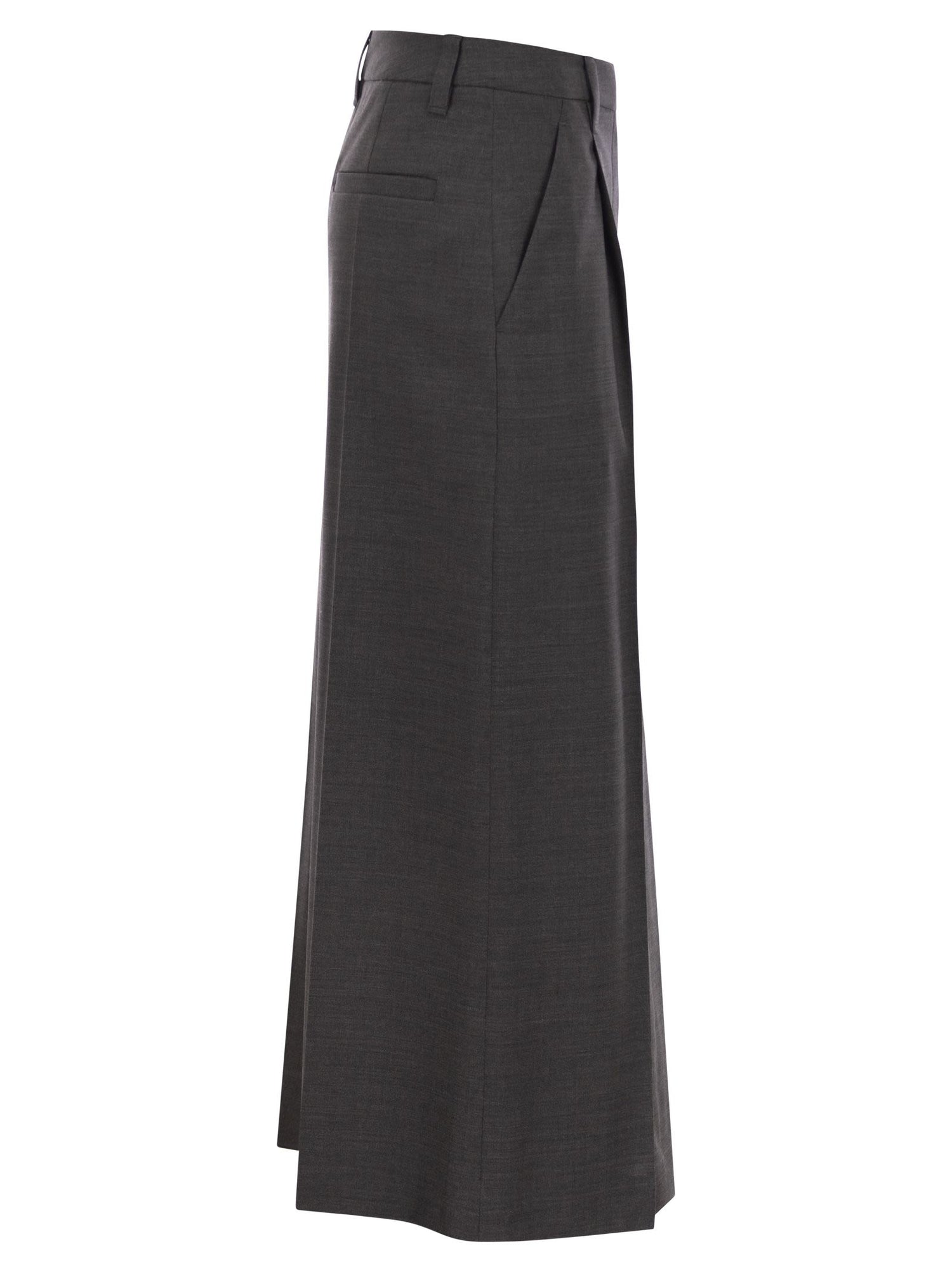 Brunello Cucinelli Women Sartorial Long Skirt In Virgin Wool Canvas by Luosophy