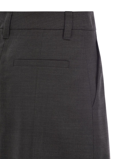 Brunello Cucinelli Women Sartorial Long Skirt In Virgin Wool Canvas by Luosophy