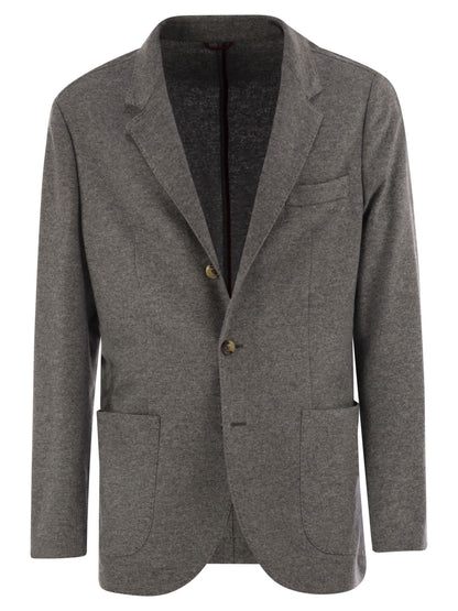 Brunello Cucinelli Men Cashmere Jersey Blazer With Patch Pockets by Luosophy