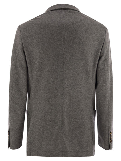 Brunello Cucinelli Men Cashmere Jersey Blazer With Patch Pockets by Luosophy
