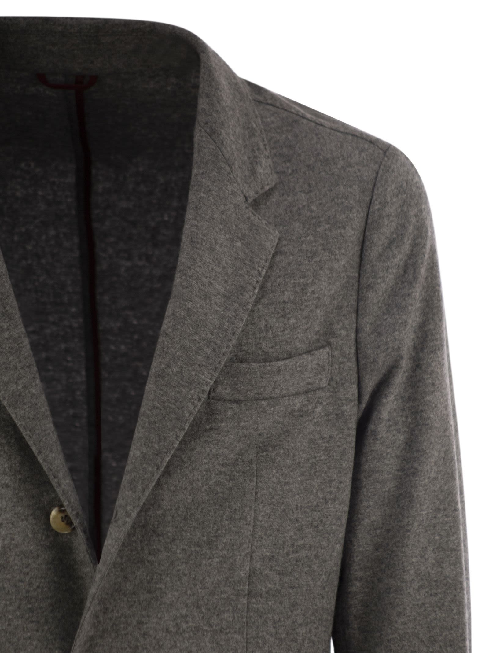 Brunello Cucinelli Men Cashmere Jersey Blazer With Patch Pockets by Luosophy