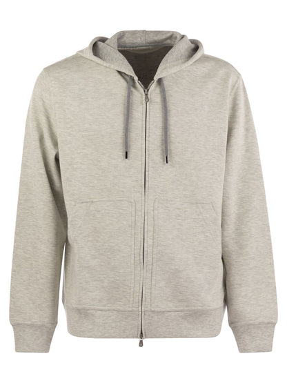 Brunello Cucinelli Men Cotton, Cashmere And Silk Fleece Zipped Topwear by Luosophy