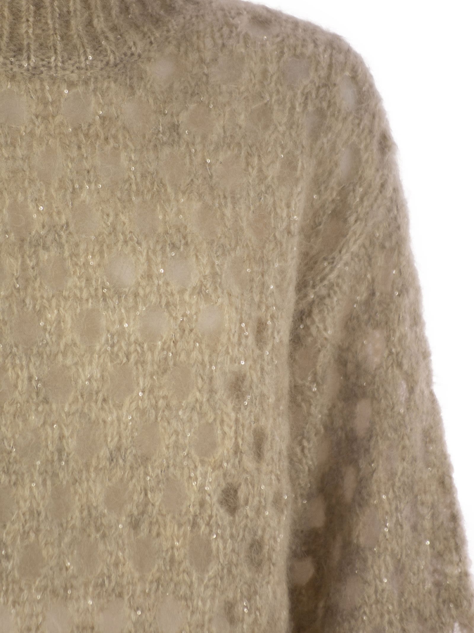 Brunello Cucinelli Women Dazzling Net Turtleneck Sweater Made Of Mohair And Wool Wispy by Luosophy