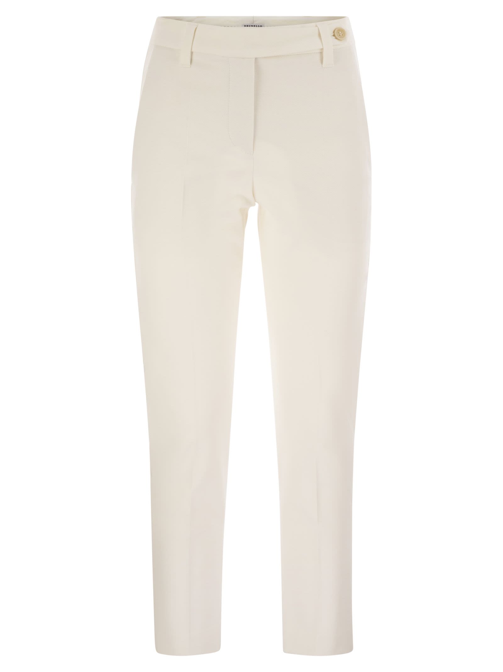Brunello Cucinelli Women Cigarette Trousers In Stretch Cotton by Luosophy