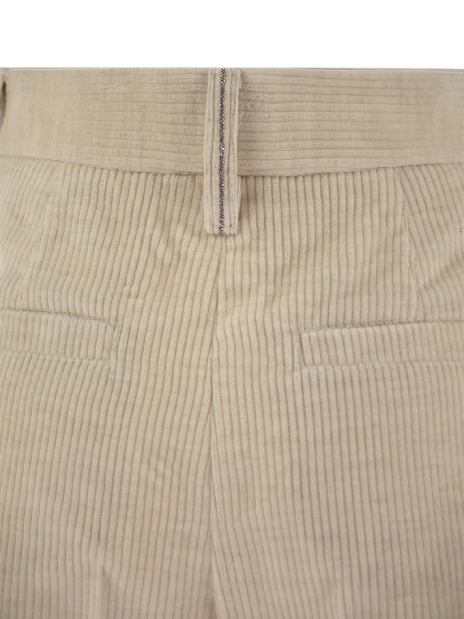 Brunello Cucinelli Women Striped Canvas Trousers In Viscose And Comfort Cotton With Necklace by Luosophy