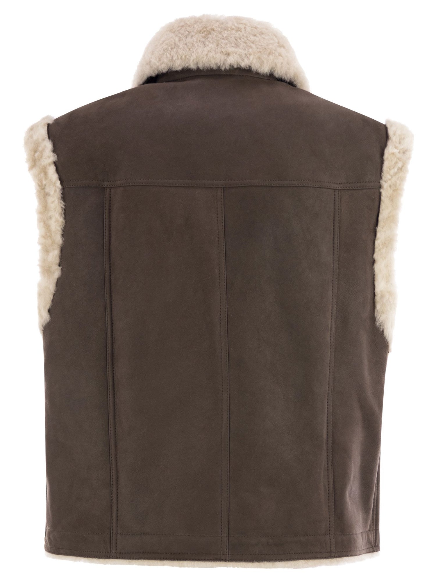 Brunello Cucinelli Women Sleeveless Shearling Outerwear by Luosophy