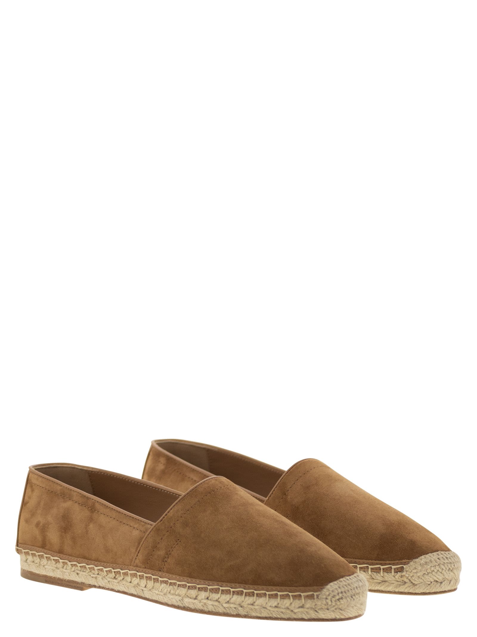 Brunello Cucinelli Men Washed Suede Espadrilles With Beading by Luosophy
