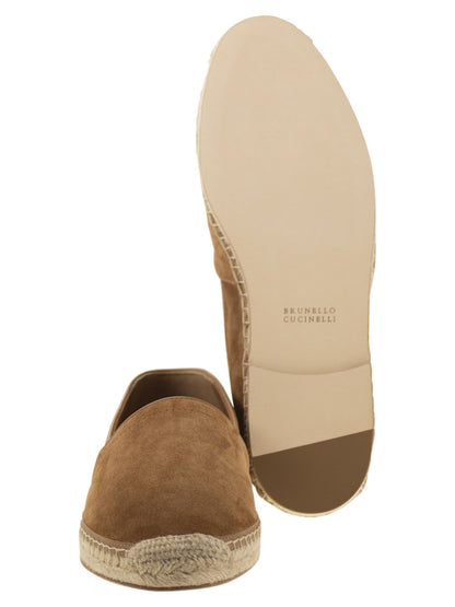 Brunello Cucinelli Men Washed Suede Espadrilles With Beading by Luosophy