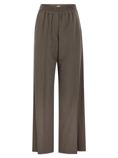 Brunello Cucinelli Women Tropical Luxury Wool Loose Trousers by Luosophy