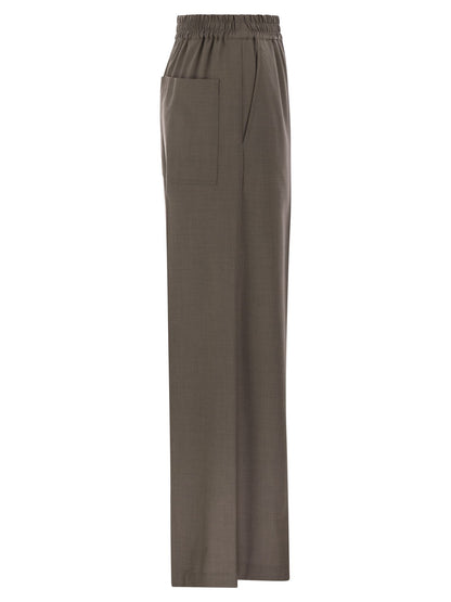 Brunello Cucinelli Women Tropical Luxury Wool Loose Trousers by Luosophy