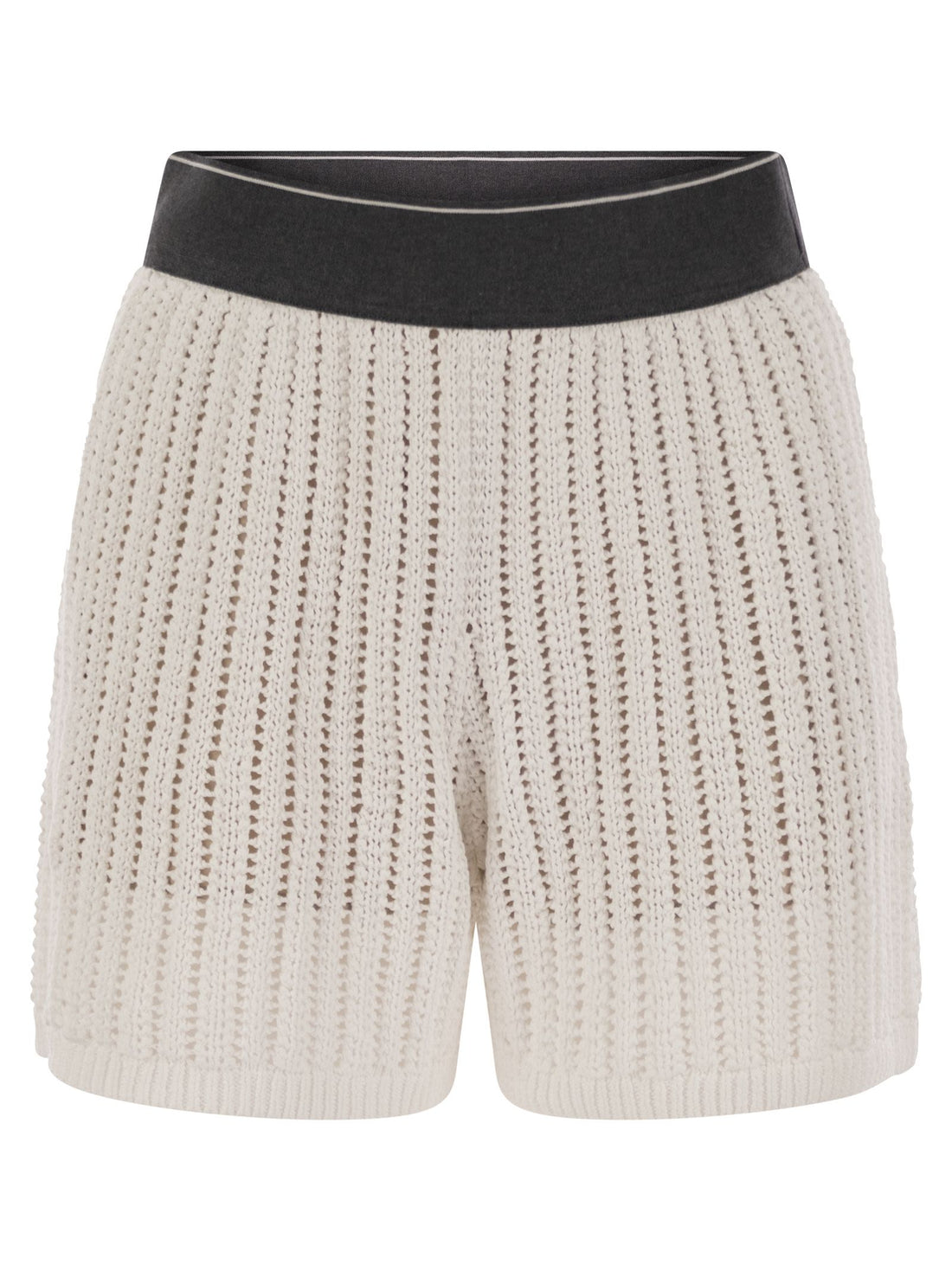 Brunello Cucinelli Women Cotton Net Knit Shorts by Luosophy