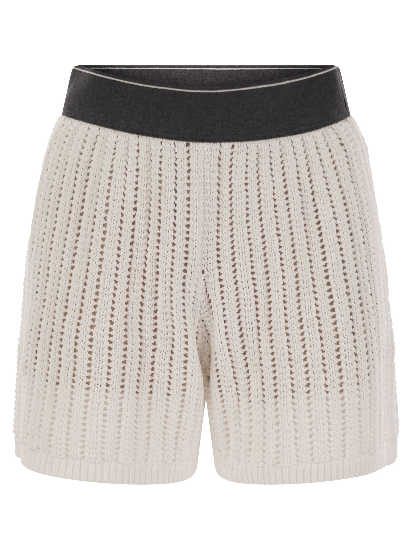 Brunello Cucinelli Women Cotton Net Knit Shorts by Luosophy