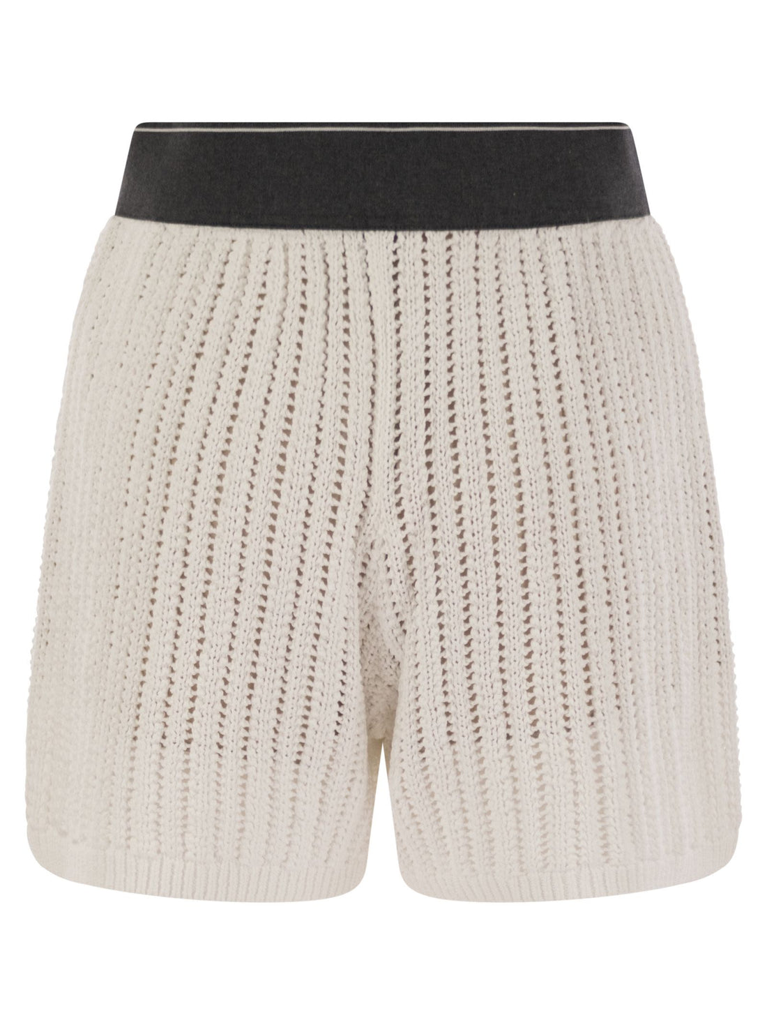Brunello Cucinelli Women Cotton Net Knit Shorts by Luosophy
