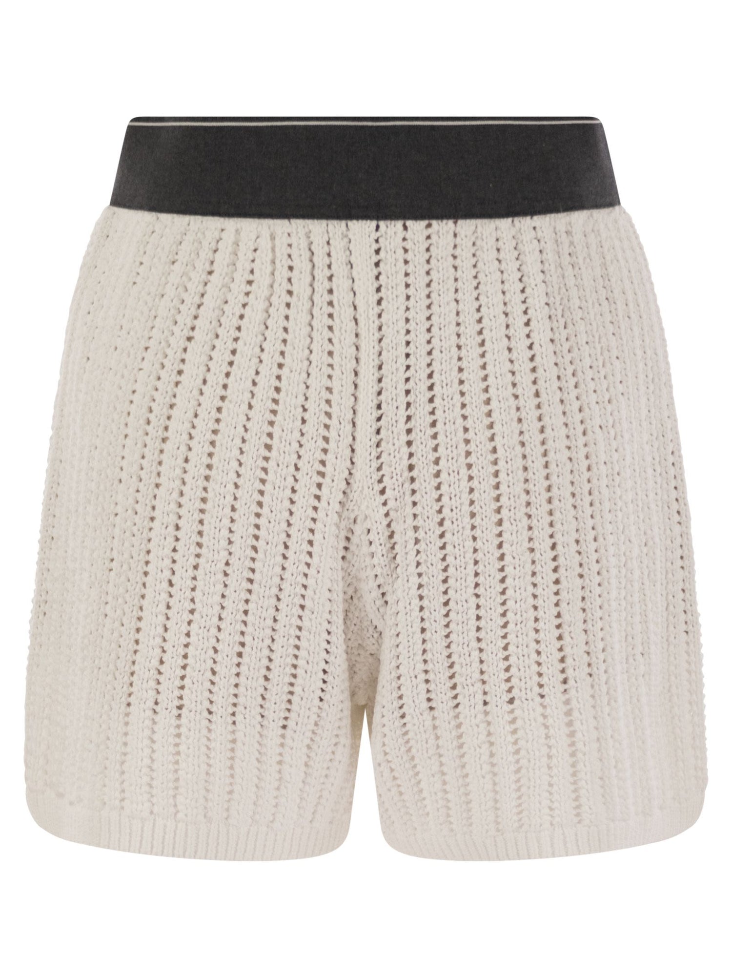 Brunello Cucinelli Women Cotton Net Knit Shorts by Luosophy