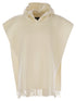 Brunello Cucinelli Women Double Knit Wool And Cashmere Poncho With Hood And Fringes by Luosophy