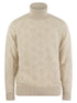 Brunello Cucinelli Men Geometric Jacquard Turtleneck Sweater In Alpaca, Cotton And Wool by Luosophy