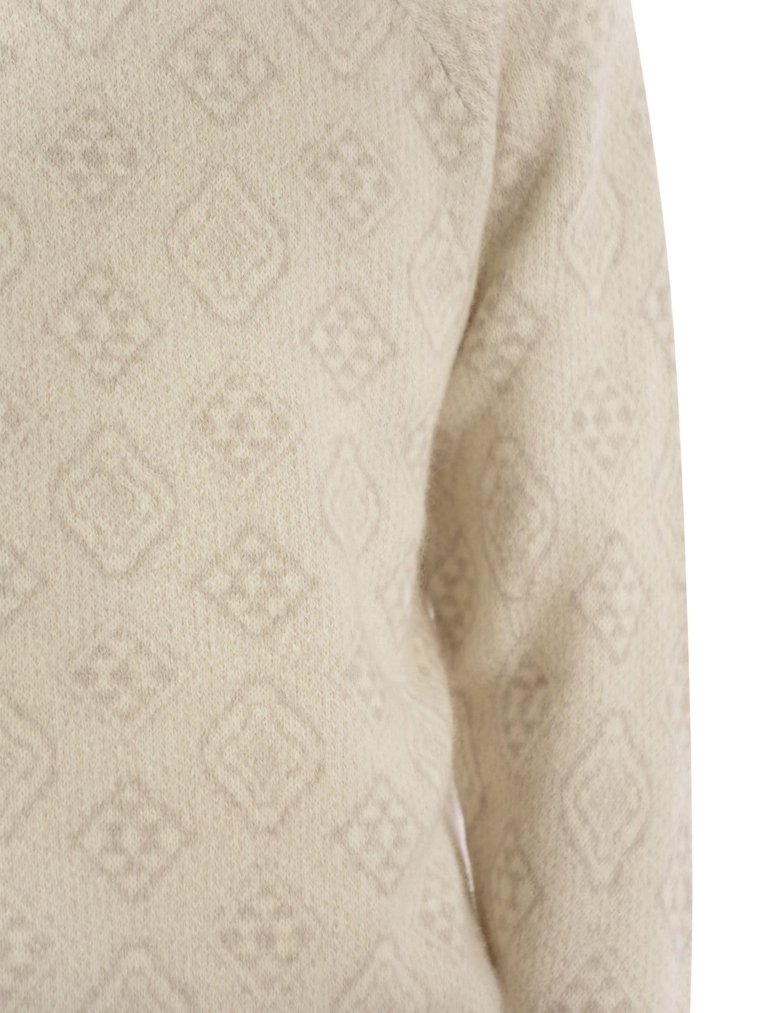 Brunello Cucinelli Men Geometric Jacquard Turtleneck Sweater In Alpaca, Cotton And Wool by Luosophy