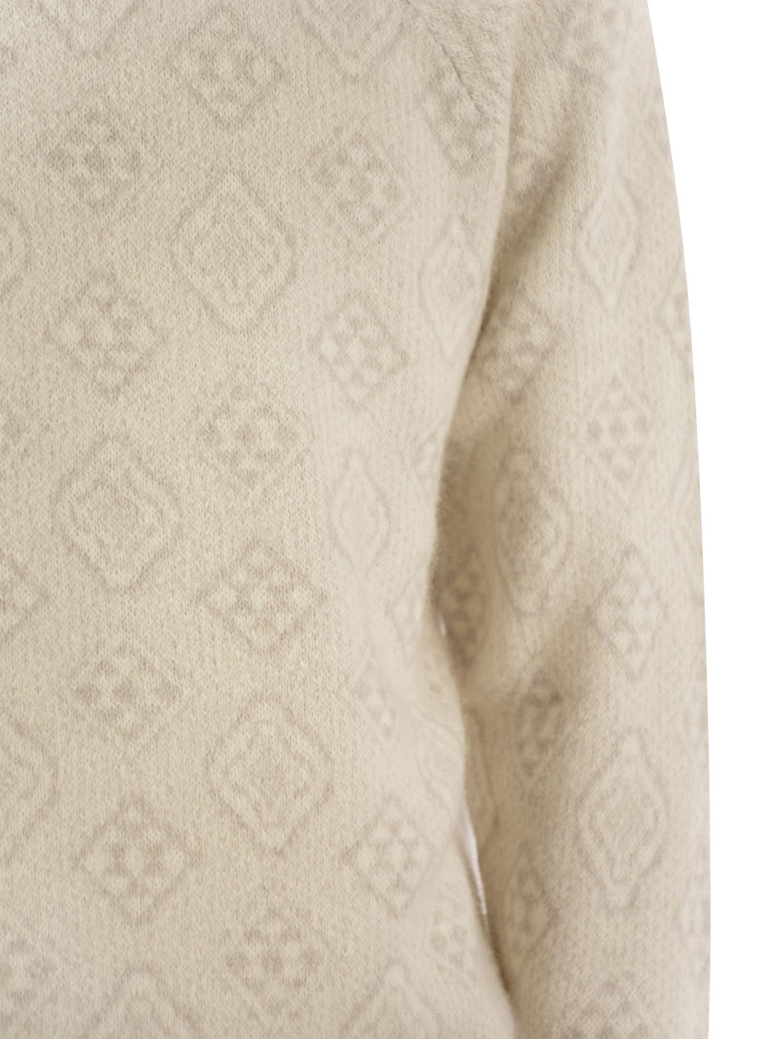 Brunello Cucinelli Men Geometric Jacquard Turtleneck Sweater In Alpaca, Cotton And Wool by Luosophy