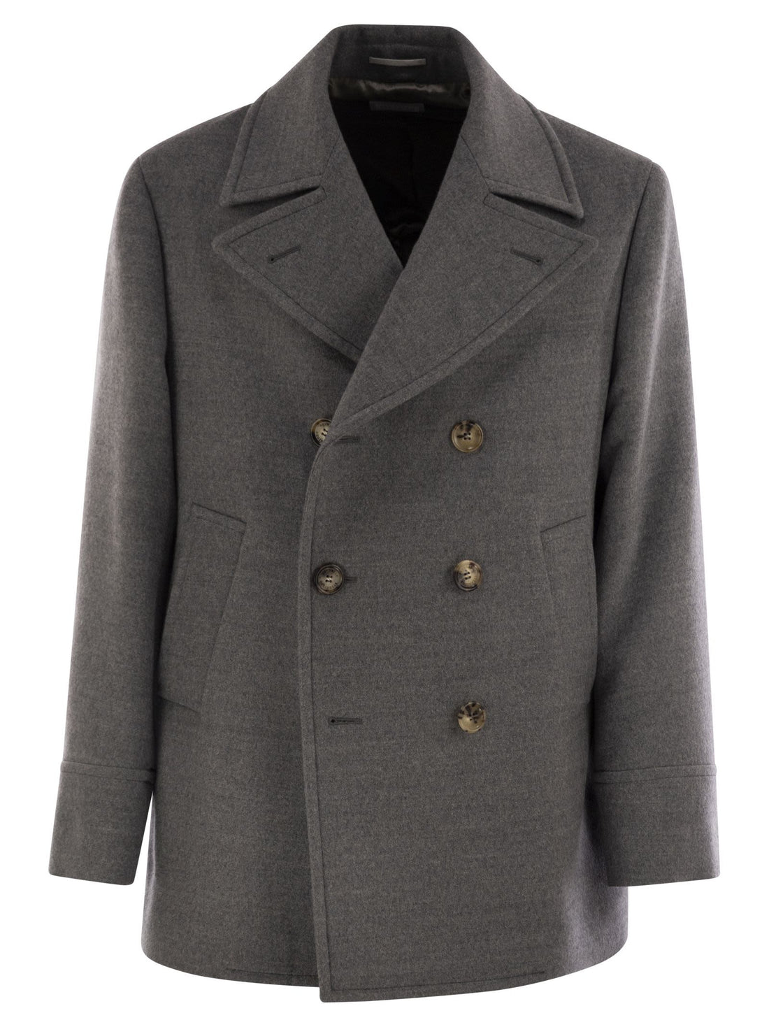 Brunello Cucinelli Men One-And-A-Half-Breasted Wool Coat by Luosophy