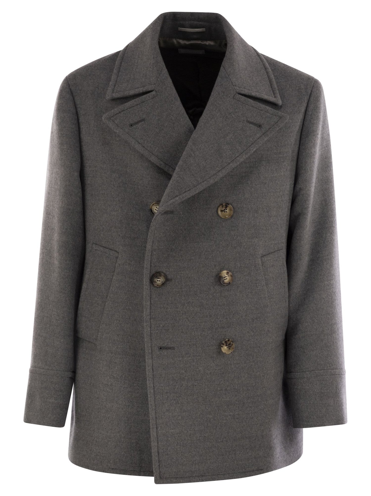 Brunello Cucinelli Men One-And-A-Half-Breasted Wool Coat by Luosophy