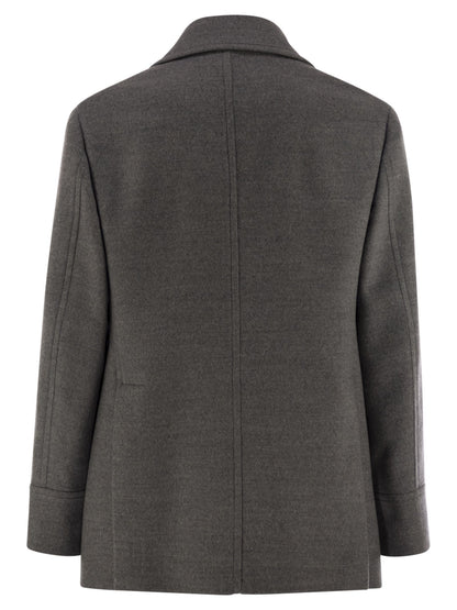 Brunello Cucinelli Men One-And-A-Half-Breasted Wool Coat by Luosophy
