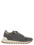 Brunello Cucinelli Women Runners In Virgin Wool Flannel And Lamé Calfskin With Precious Toe by Luosophy