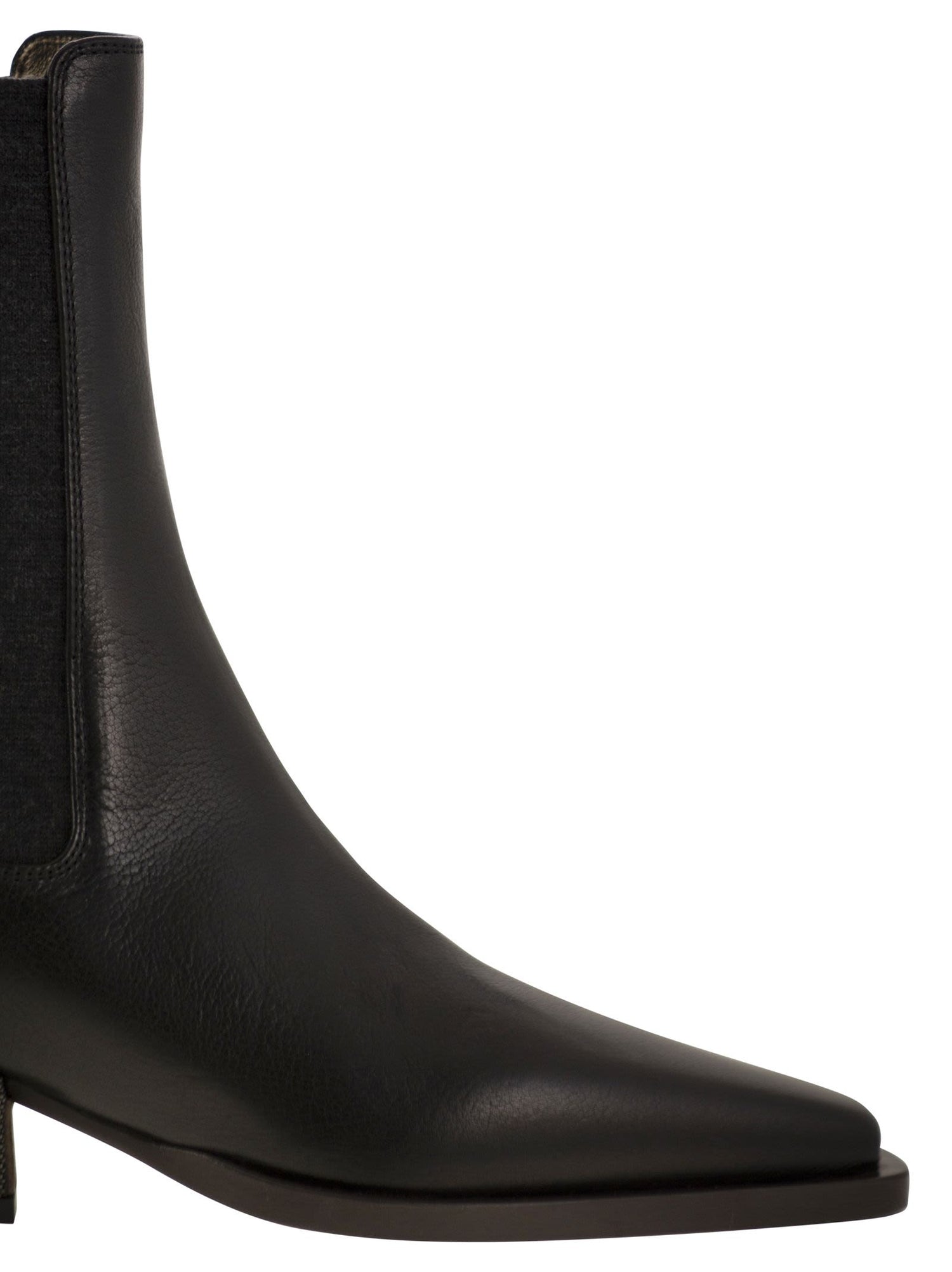 Brunello Cucinelli Women Classic Leather Chelsea Boot With Precious Block Heels by Luosophy