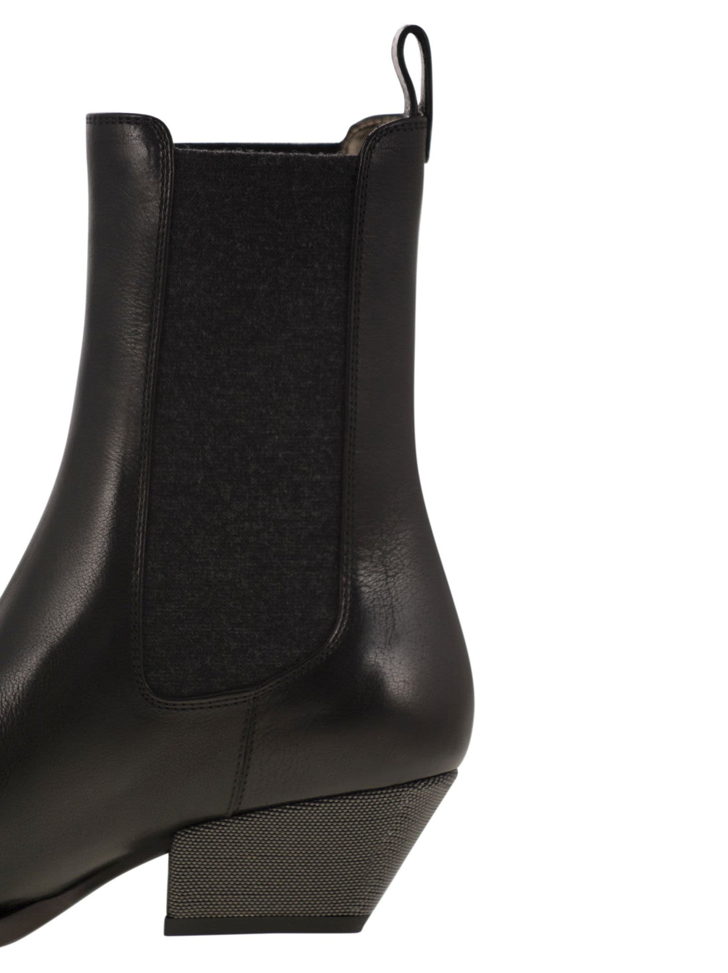 Brunello Cucinelli Women Classic Leather Chelsea Boot With Precious Block Heels by Luosophy