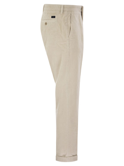 Fay Men Slim Corduroy Trousers by Luosophy