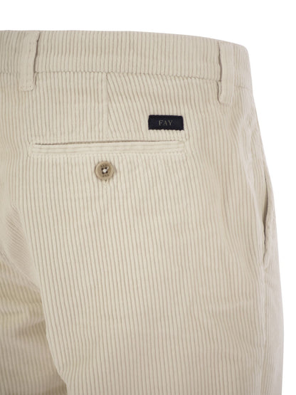 Fay Men Slim Corduroy Trousers by Luosophy