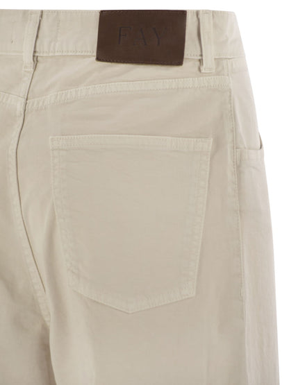 Fay Women 5-Pocket Trousers In Stretch Cotton Drill by Luosophy