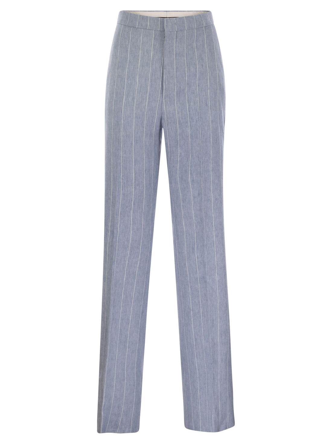 Tagliatore Women Pinstripe Trousers In Linen And Stretch Cotton by Luosophy