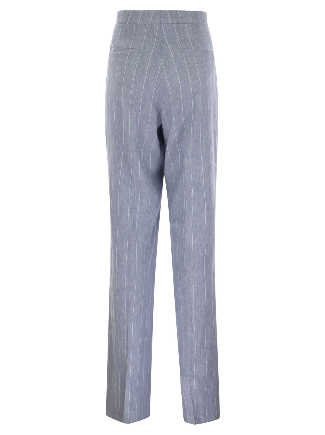 Tagliatore Women Pinstripe Trousers In Linen And Stretch Cotton by Luosophy