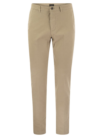 Peserico Men Stretch Cotton Gabardine Chino Trousers by Luosophy