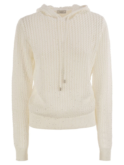 Peserico Women Pure Cotton Cordonet Jumper With Sequins by Luosophy