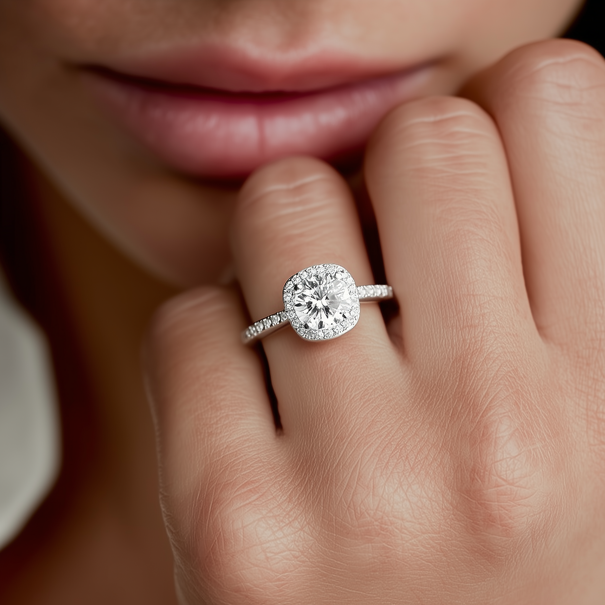 Aurora Halo 1.2 TCW Moissanite Women Engagement Ring - 925 Sterling Silver - DestGlow