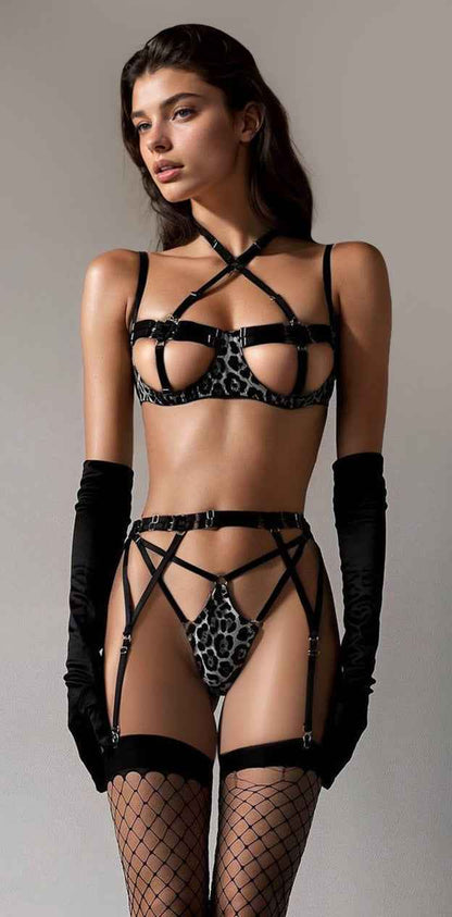 Belted Bra and Garter Set
