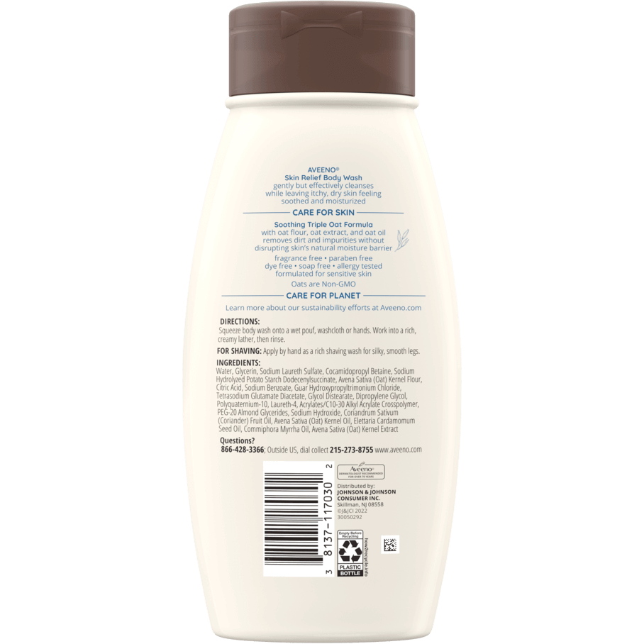 Aveeno Active Naturals Body Wash, Skin Relief, Fragrance Free - 18 fl oz by Pasteur Pharmacy