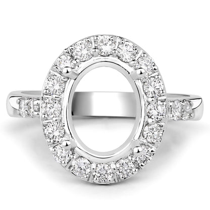0.60 Carat Genuine White Diamond 14K White Gold Semi Mount Ring - holds 10x8mm Oval Gemstone by Bids.com