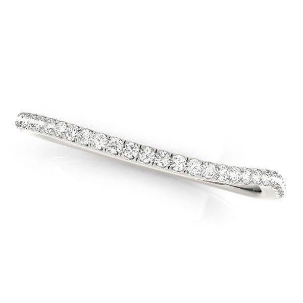 14k White Gold Slim Curved Diamond Wedding Ring (1/10 cttw) by Bids.com