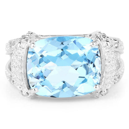 4.78 Carat Genuine Blue Topaz and White Topaz .925 Sterling Silver Ring by Bids.com