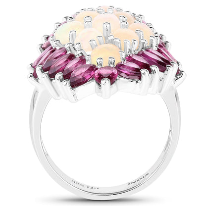 8.37 Carat Genuine Opal &amp; Rhodolite .925 Sterling Silver Ring by Bids.com