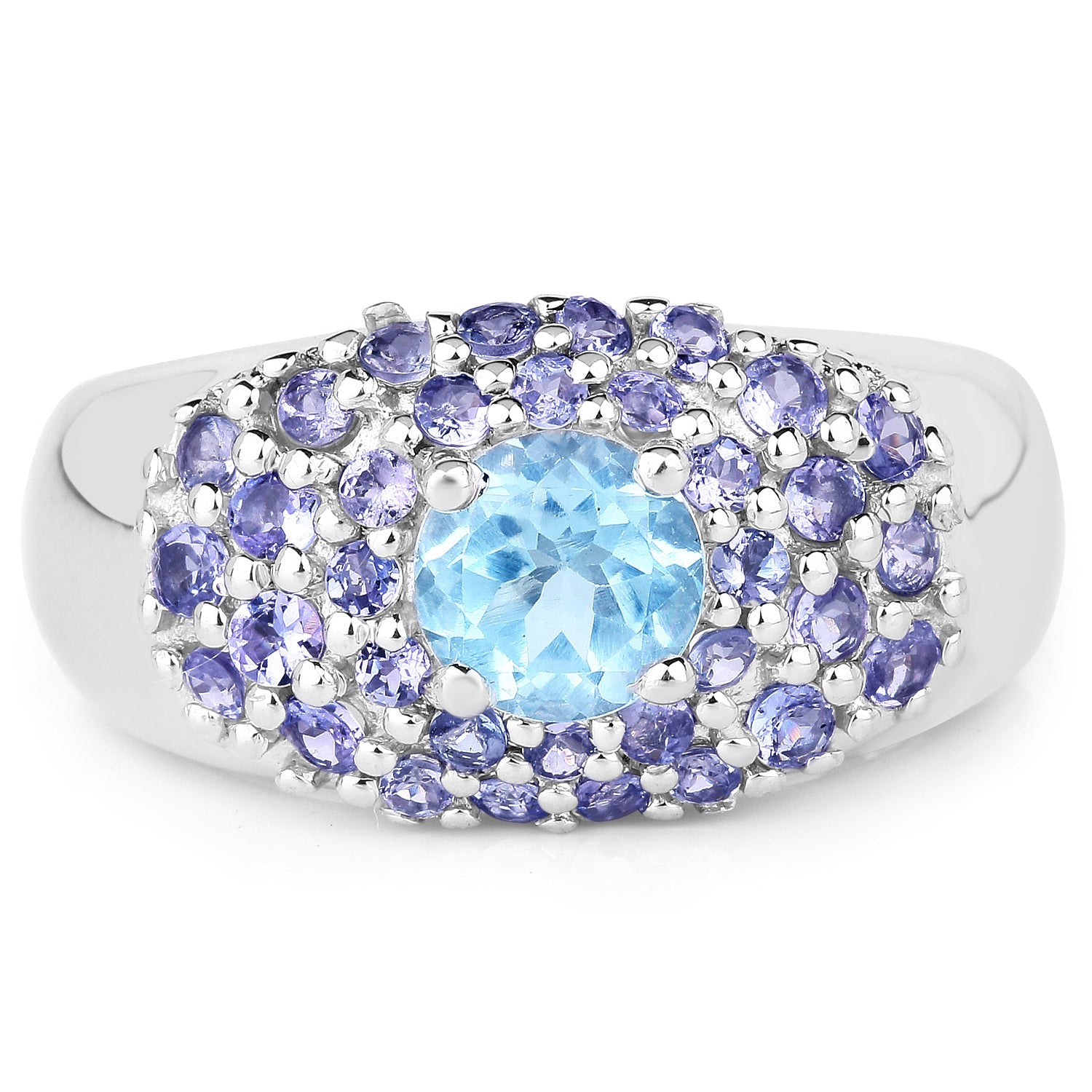2.78 Carat Genuine Blue Topaz and Tanzanite .925 Sterling Silver Ring by Bids.com