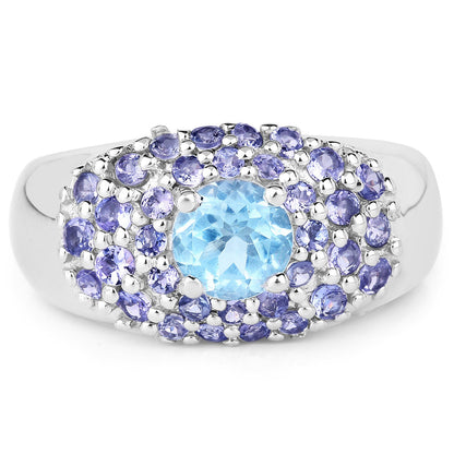 2.78 Carat Genuine Blue Topaz and Tanzanite .925 Sterling Silver Ring by Bids.com