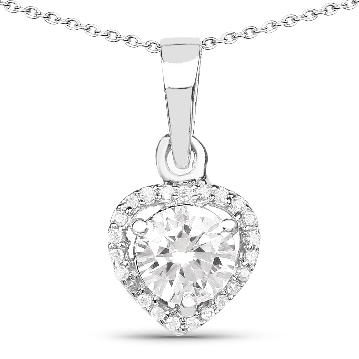 1.52 Carat Genuine White Cubic Zirconia .925 Sterling Silver Pendant  DestGlow