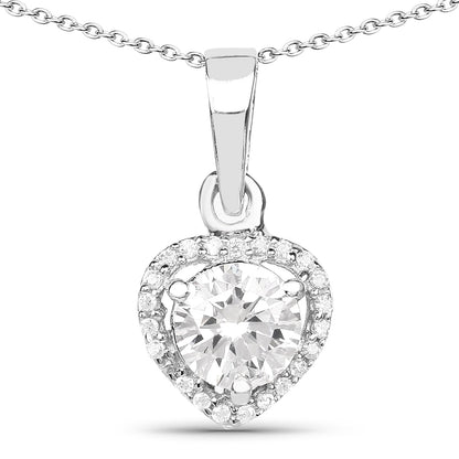 1.52 Carat Genuine White Cubic Zirconia .925 Sterling Silver Pendant  DestGlow
