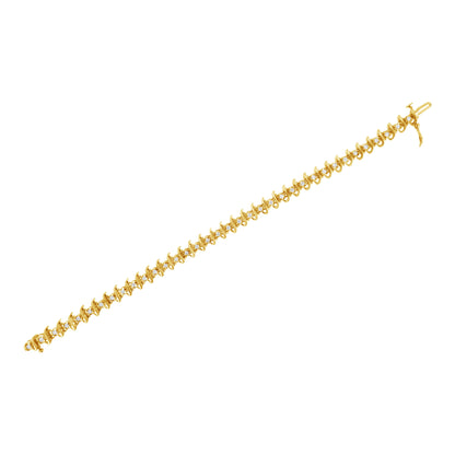 10KT Yellow Gold Plated .925 Sterling Silver 1 cttw Prong-Set Diamond Link Bracelet (J-K, I1-I2) - 7.5" by Bids.com