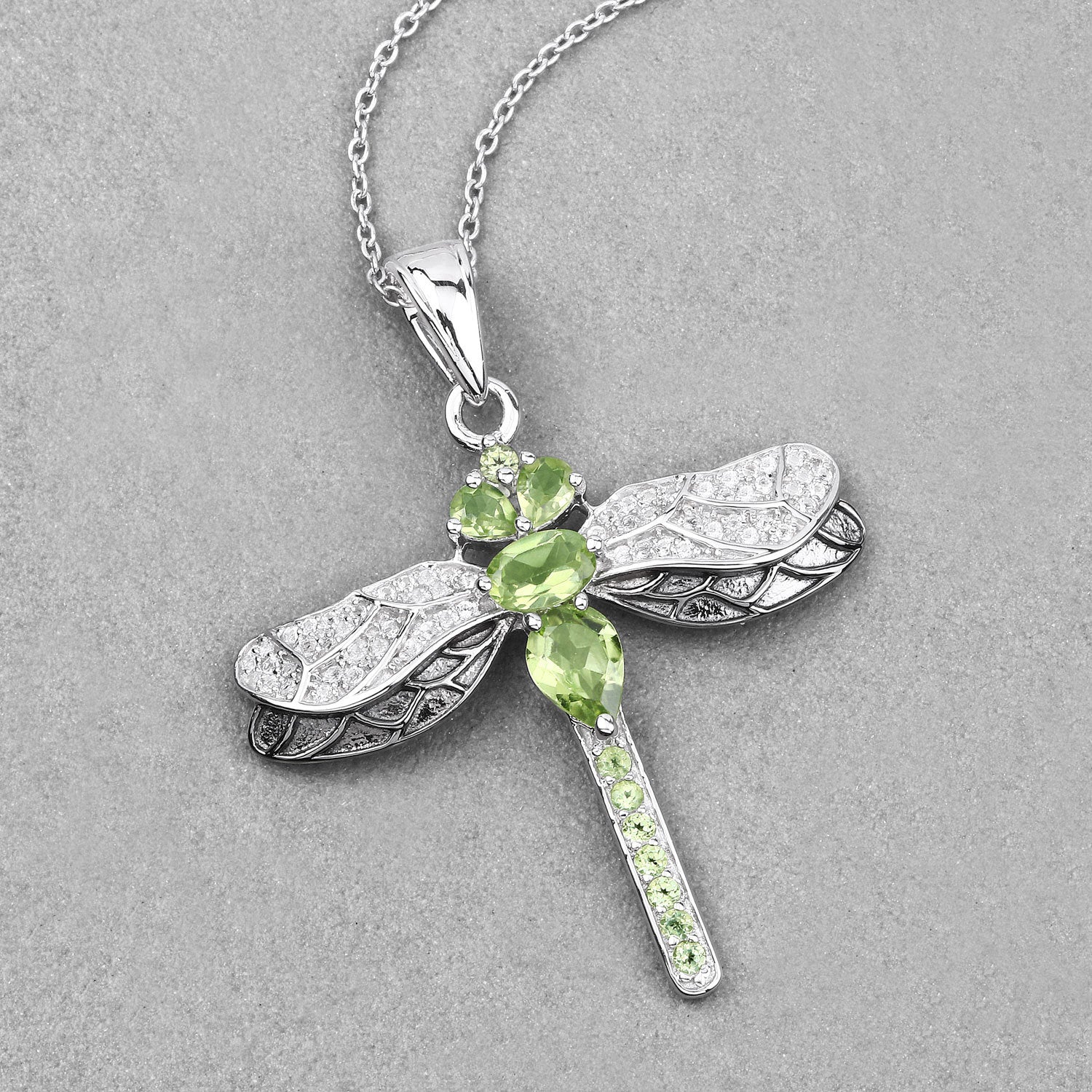 1.98 Carat Genuine Peridot and White Topaz .925 Sterling Silver Pendant by Bids.com