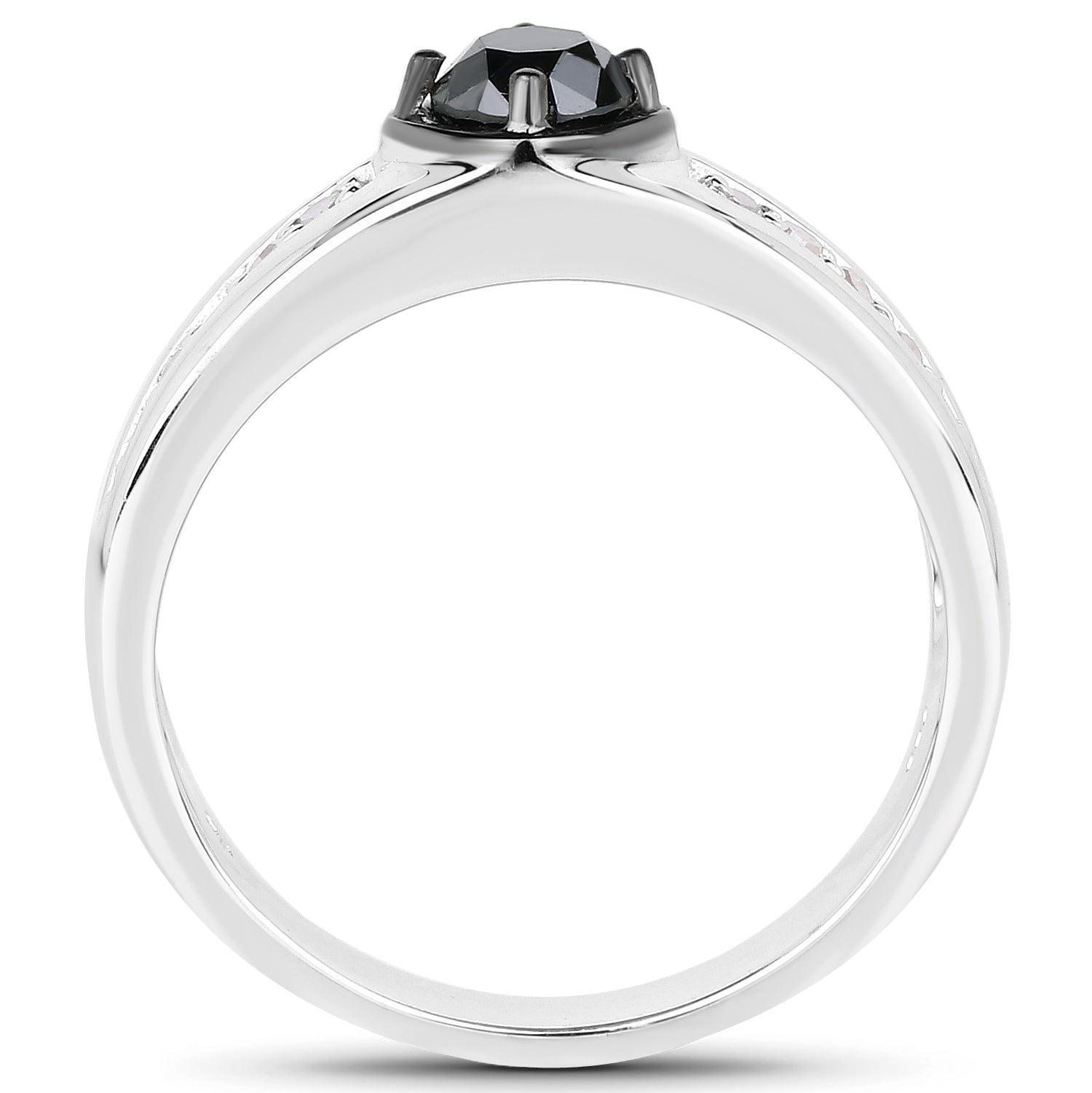 0.65 Carat Genuine Black Diamond and White Diamond .925 Sterling Silver Ring by Bids.com