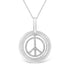 Matte Finish .925 Sterling Silver Diamond Accent Dancing Peace Sign 18" Pendant Necklace (I-J Color, I1-I2 Clarity) by Bids.com